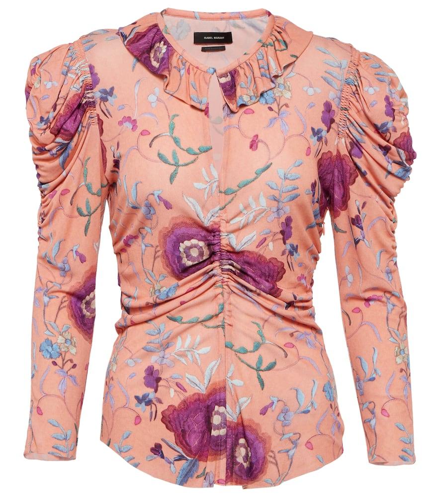 isabel marant jen floral velvet top