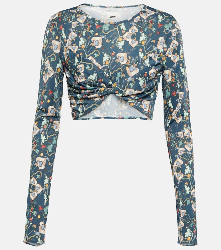 isabel marant jinea floral jersey crop top