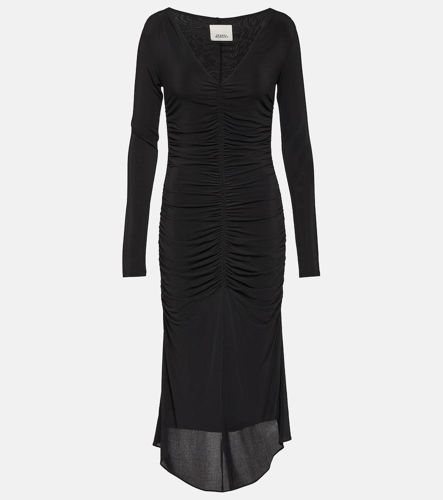 isabel marant laly ruched jersey midi dress