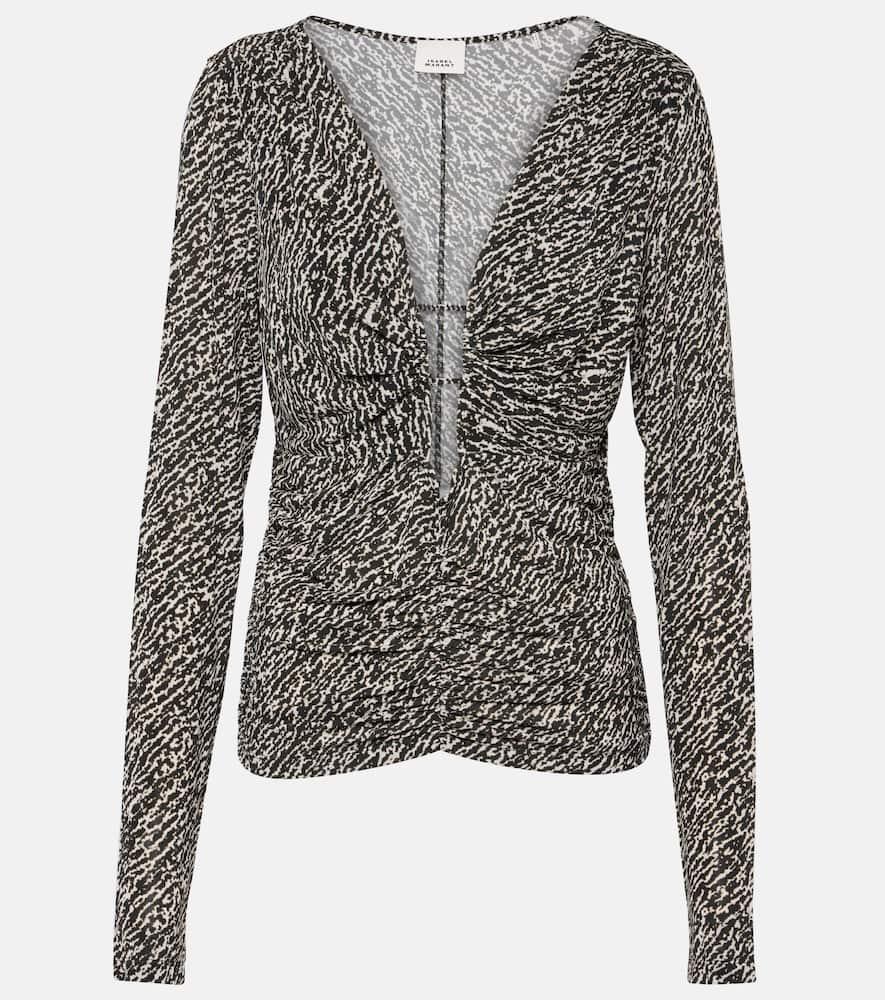 isabel marant laura printed ruched jersey top