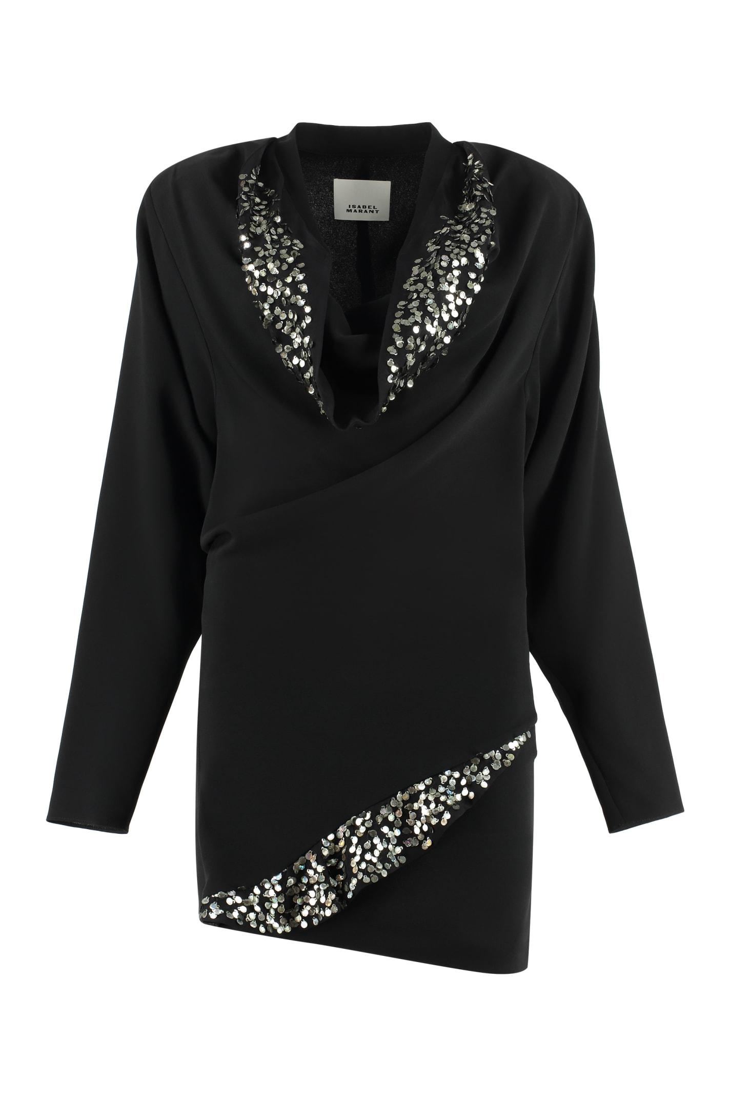 isabel marant lazeli embellished v-neck mini dress
