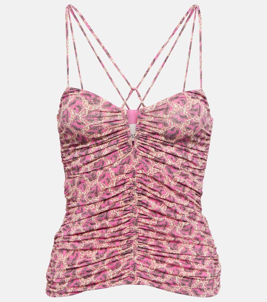 isabel marant leila printed ruched jersey top