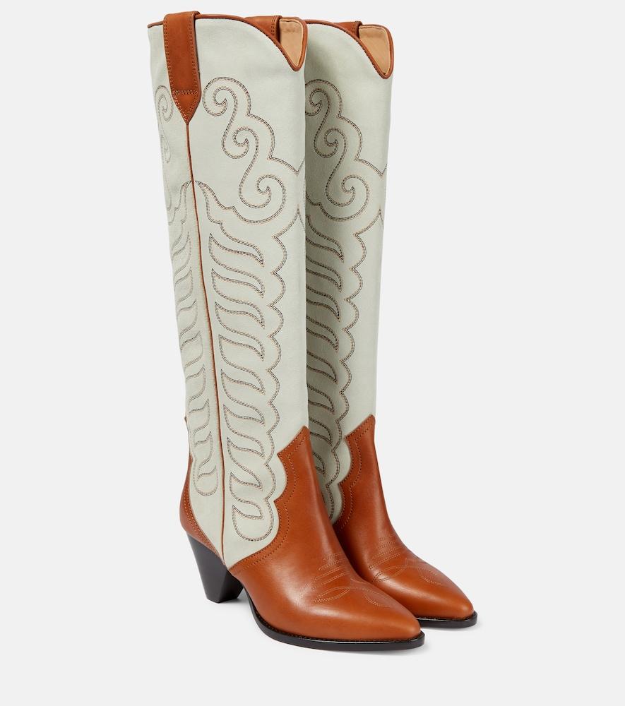 isabel marant liela leather and suede cowboy boots