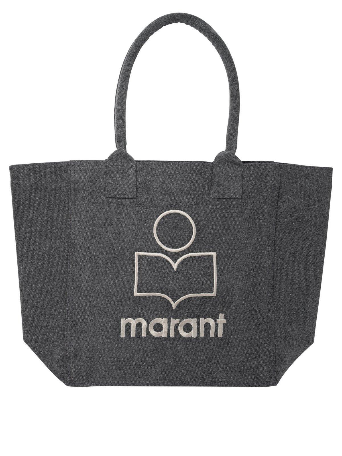 isabel marant logo flocked open-top tote bag