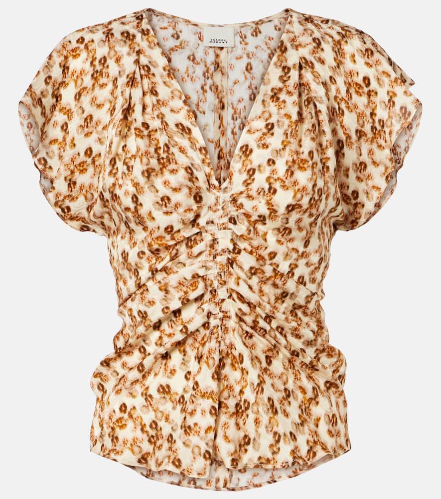 isabel marant lonea gathered printed top
