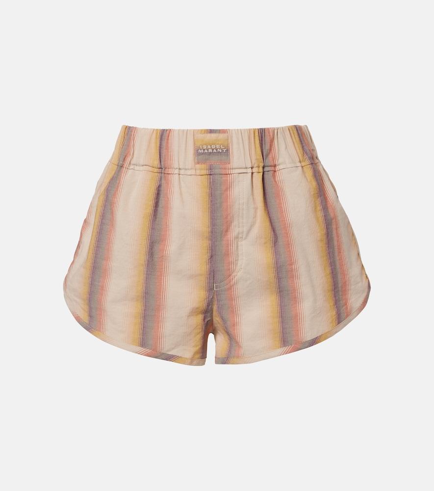 isabel marant melinea striped cotton shorts