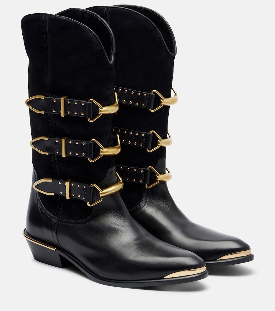 isabel marant mexia suede and leather cowboy boots