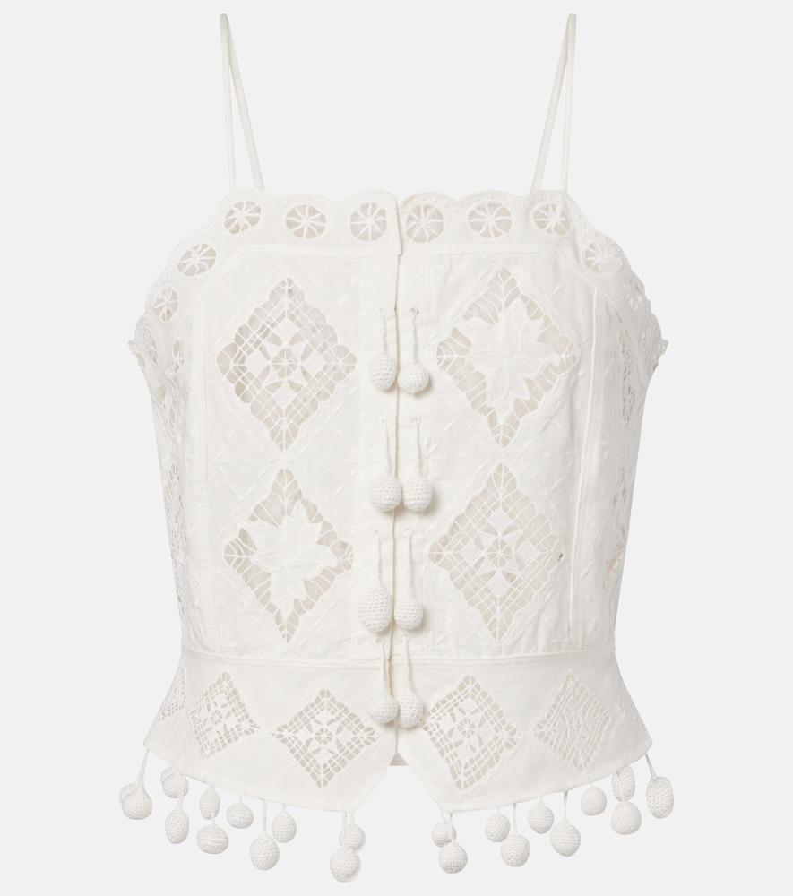 isabel marant nellsy cotton and linen crop top
