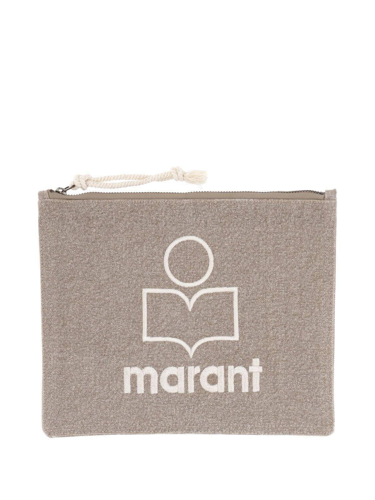 isabel marant netia logo detailed clutch bag