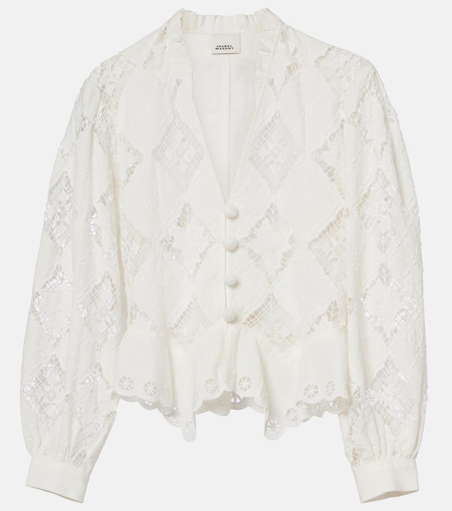 isabel marant nina broderie anglaise cotton and linen blouse