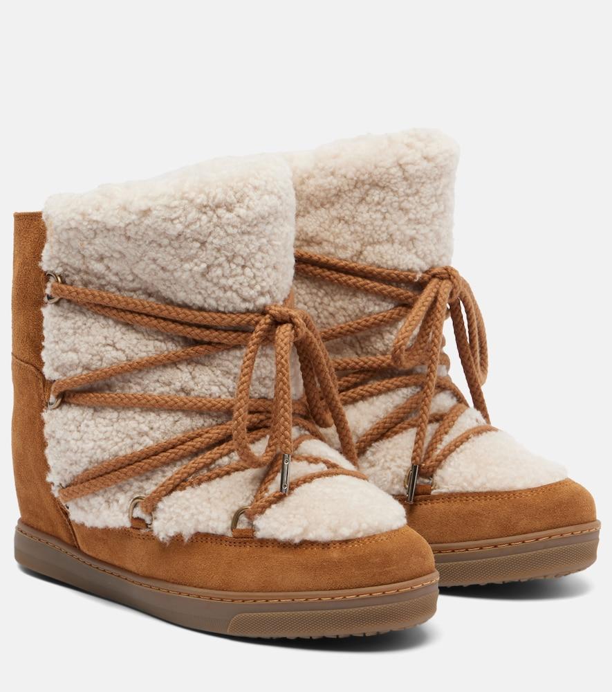 isabel marant nowles shearling and suede snow boots