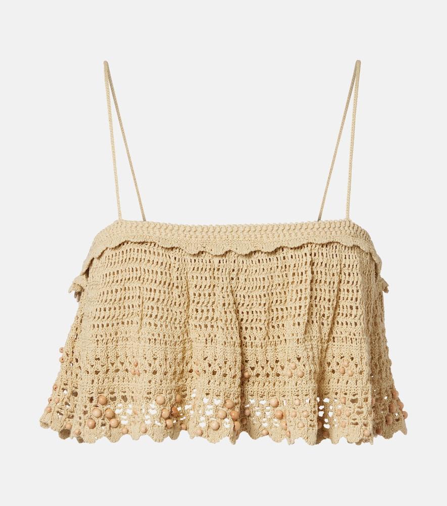 isabel marant oraviel beaded crochet crop top