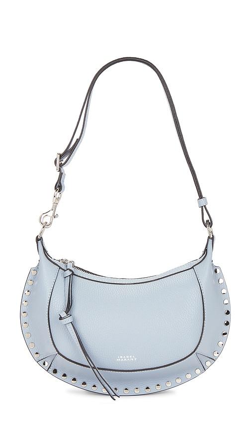 isabel marant oskan moon bag in baby blue.