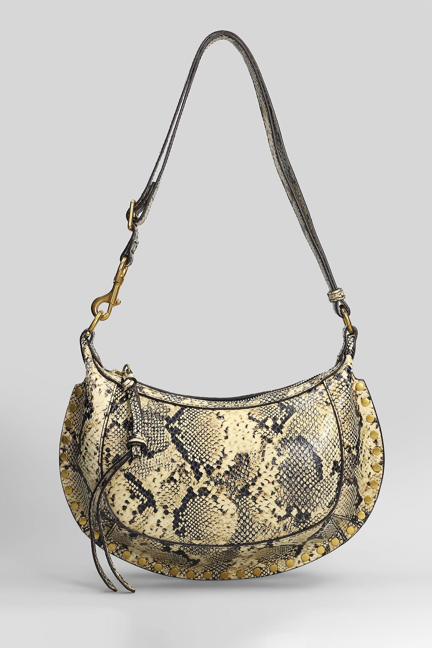 isabel marant oskan moon shoulder bag in beige leather
