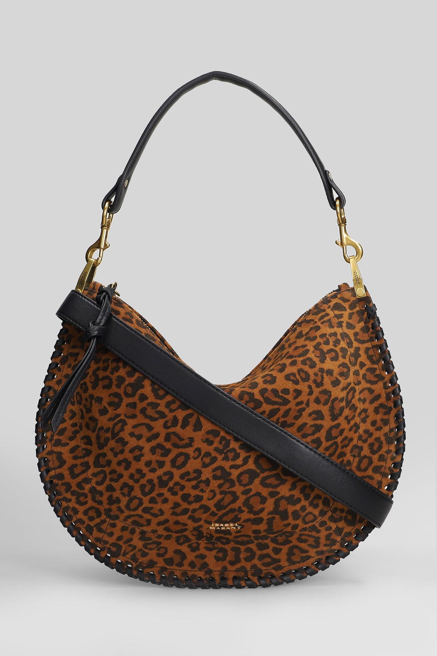 isabel marant oskan soft zip shoulder bag in animalier leather