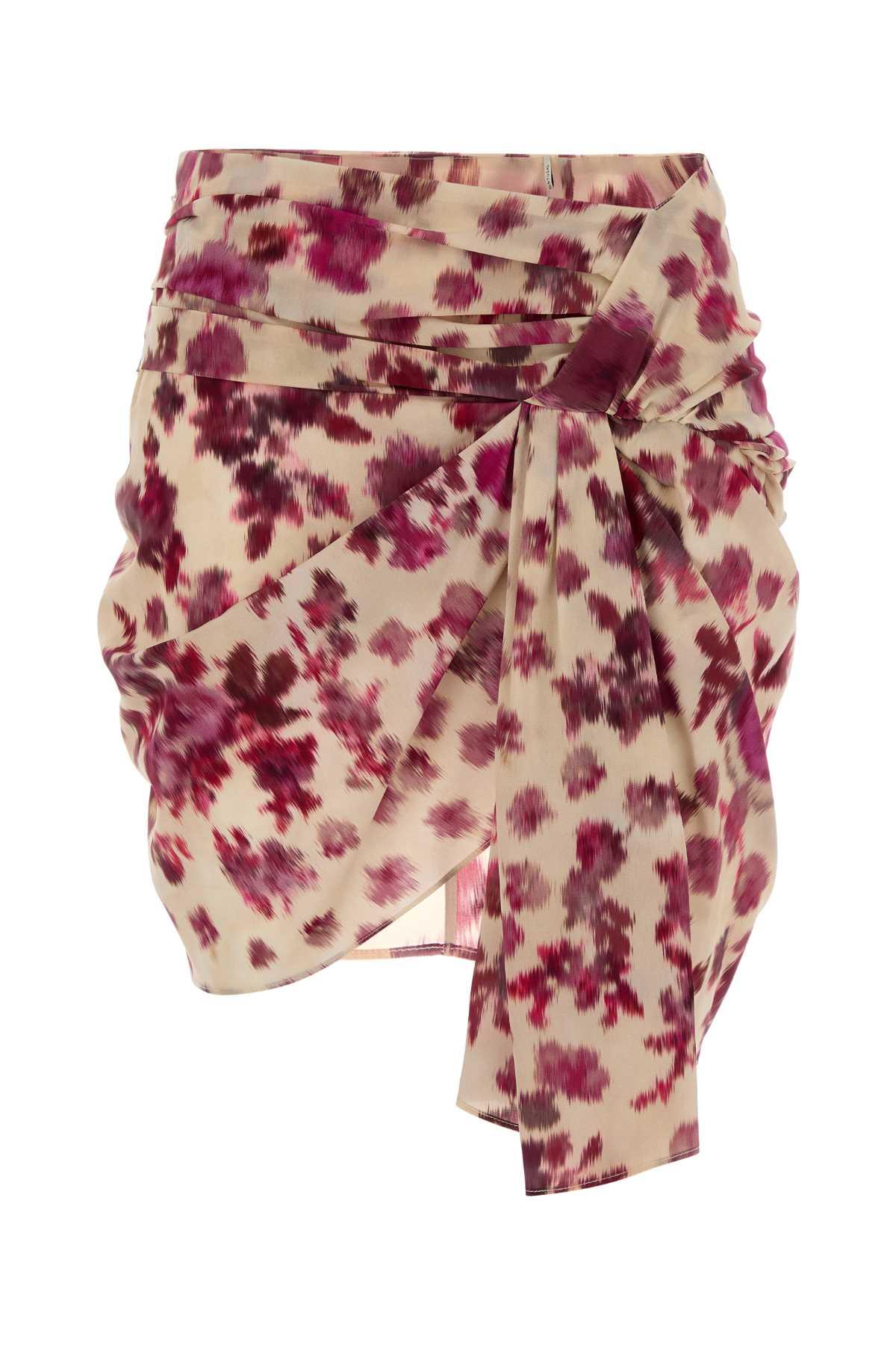 isabel marant printed stretch silk ovia mini skirt