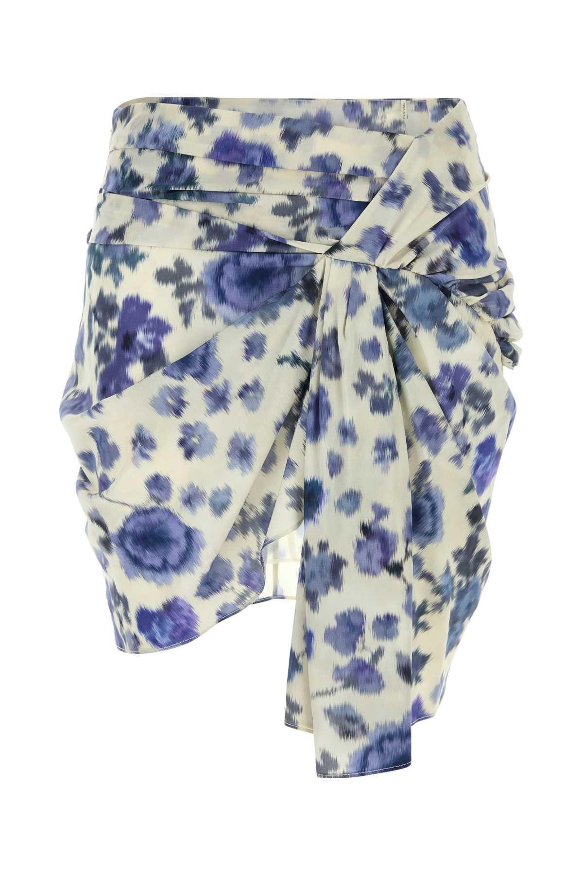 isabel marant printed stretch silk ovia mini skirt