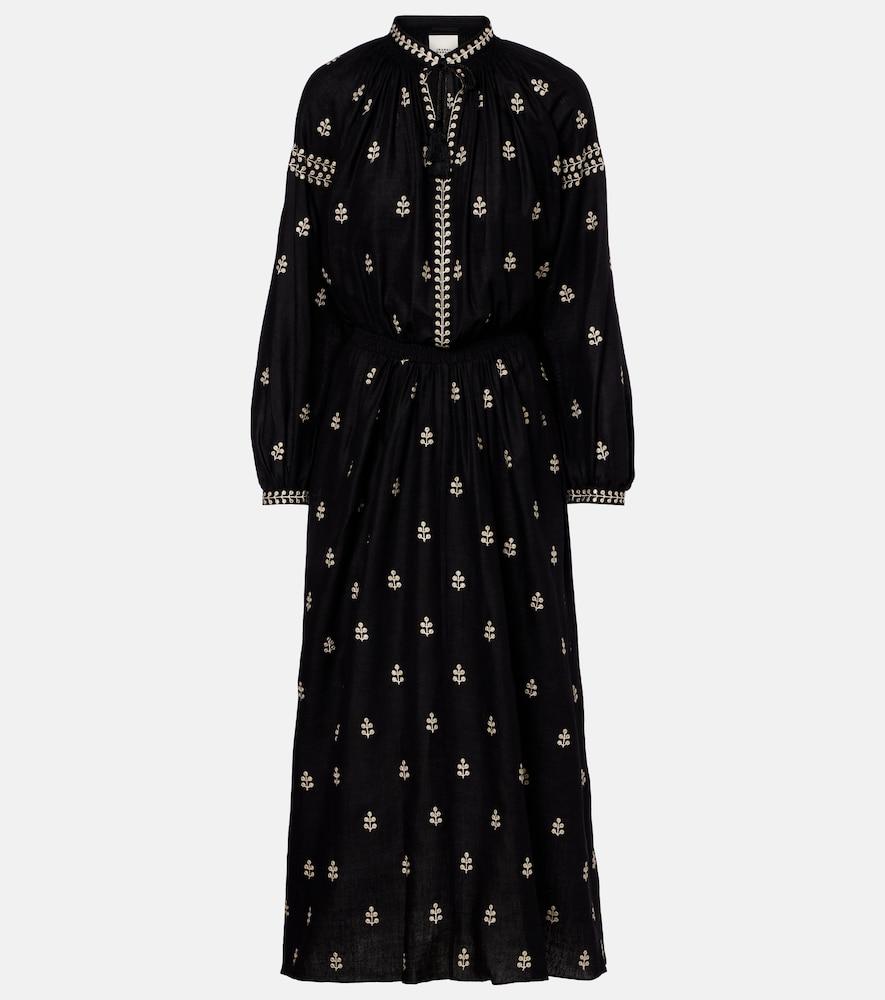 isabel marant rodilia embroidered silk maxi dress