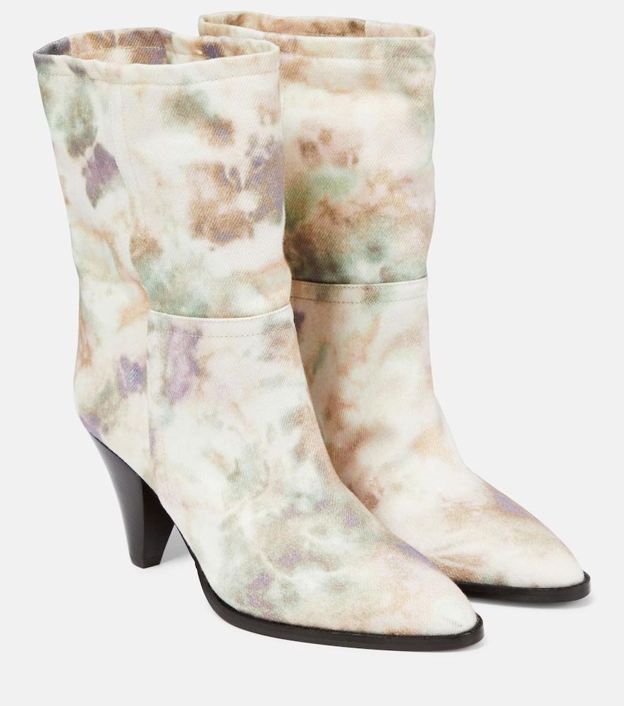 isabel marant rouxa printed canvas ankle boots