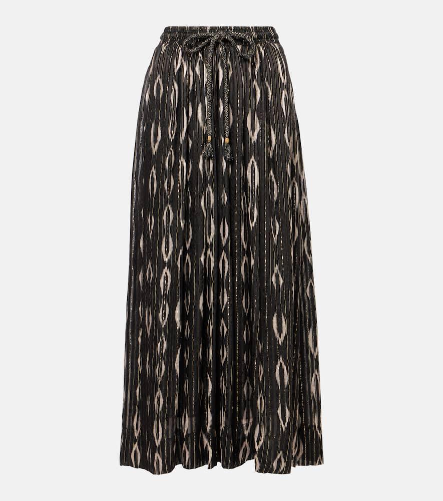isabel marant samila pleated printed midi skirt