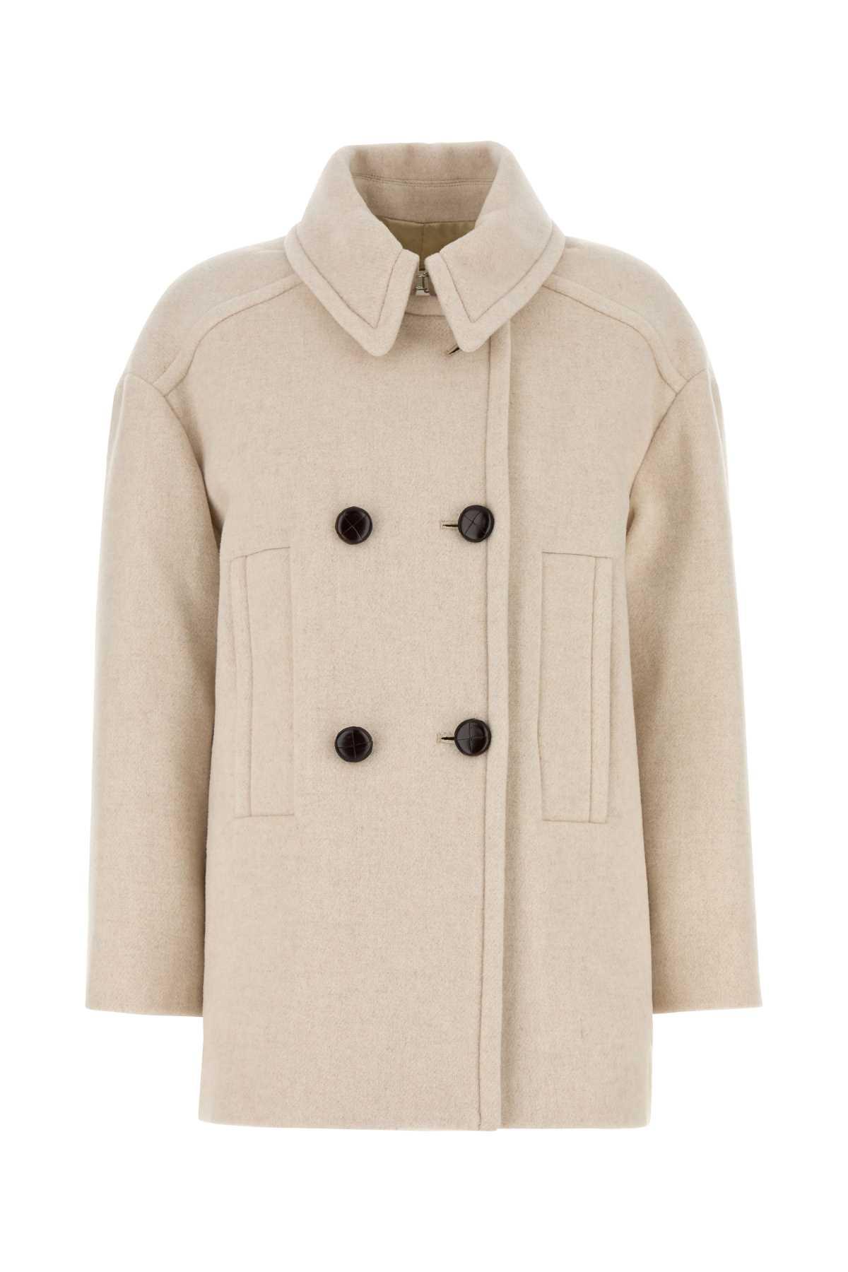 isabel marant sand wool blend fiby coat