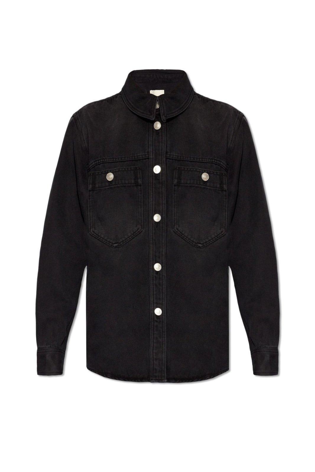 isabel marant shirt with branded buttons in denim