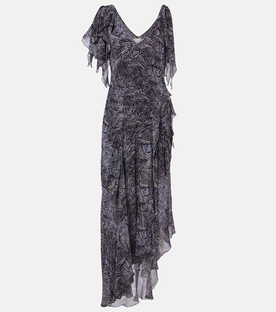 isabel marant tylena printed silk georgette ruffled midi dress