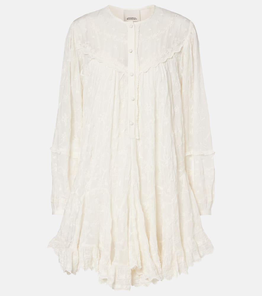 isabel marant zame embroidered cotton and silk minidress