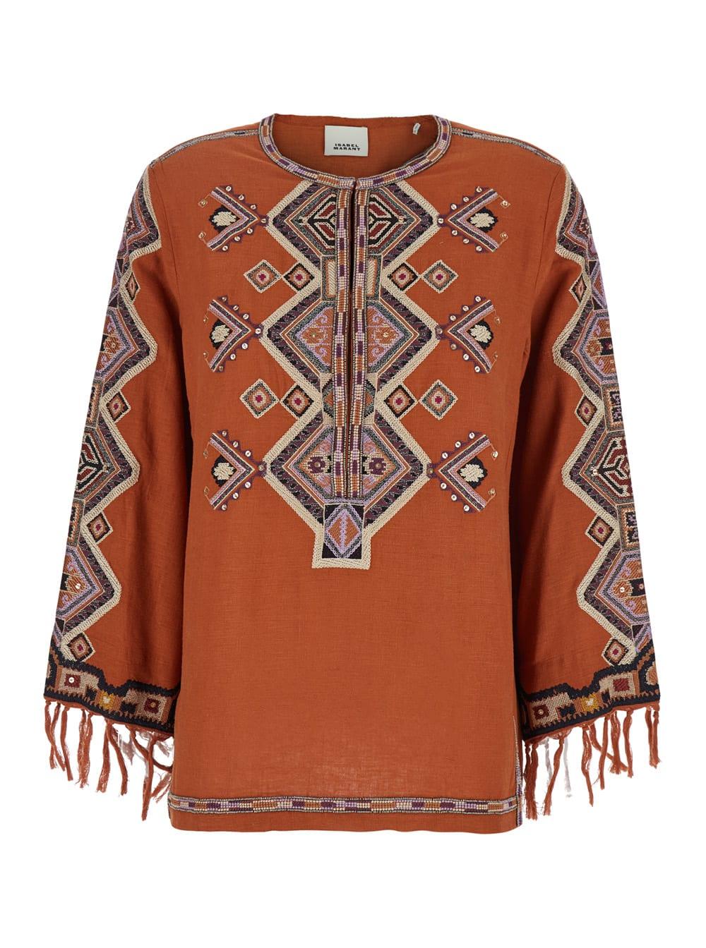 isabel marant zelda blouse in orange silk