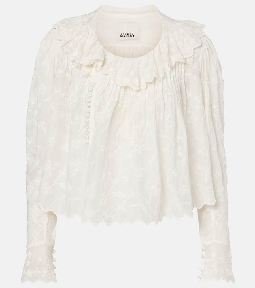 isabel marant zelly embroidered cotton and silk blouse