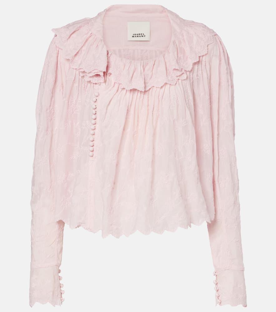 isabel marant zelly embroidered cotton and silk blouse