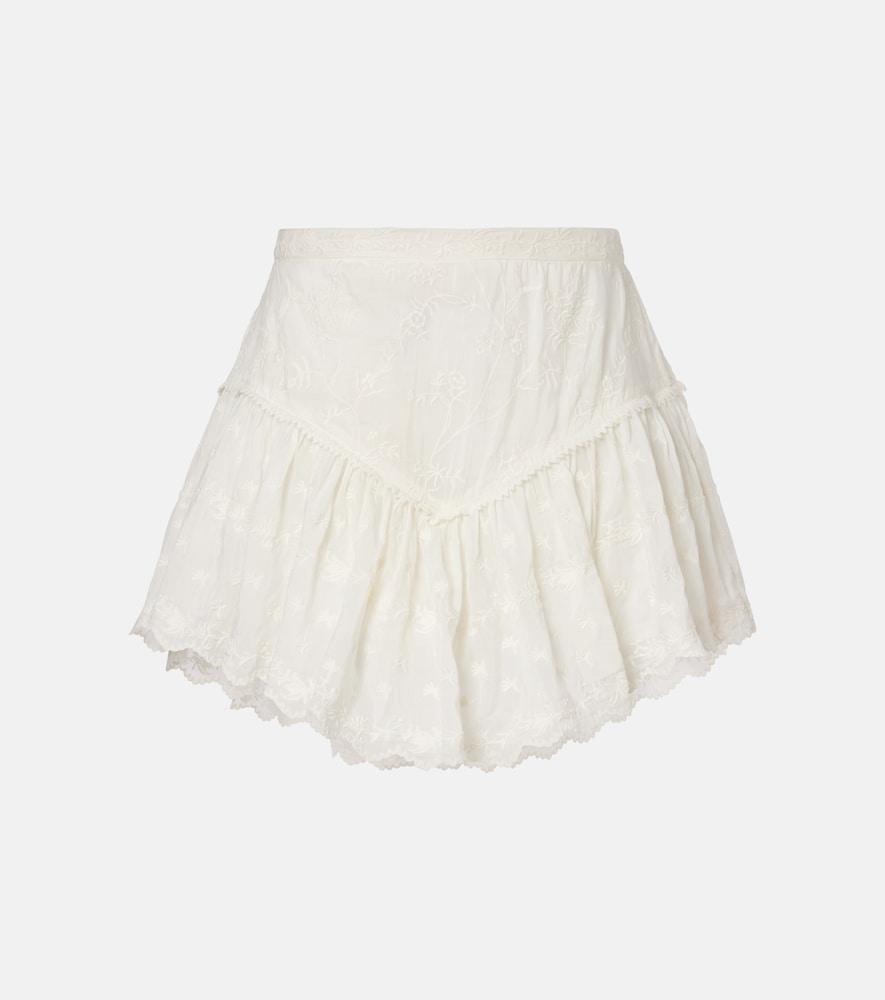 isabel marant zoelia embroidered cotton and silk shorts
