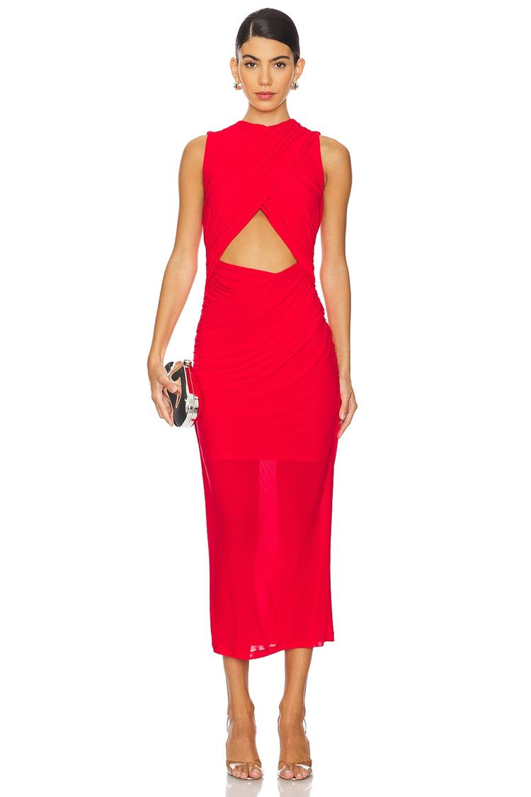 isabella mesh midi dress