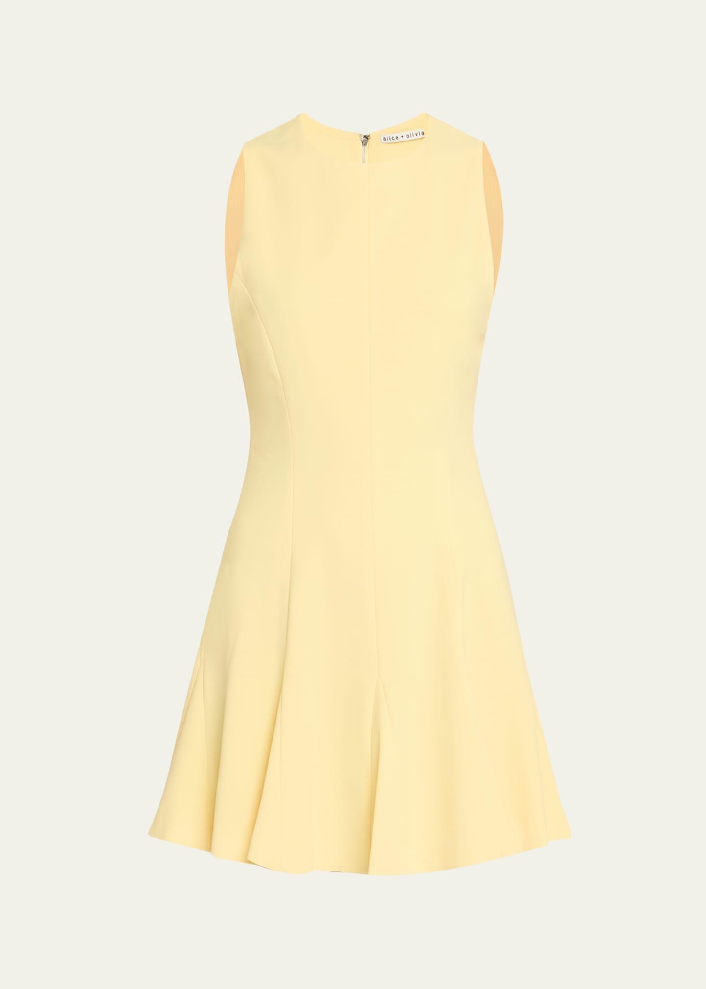 isabelle crewneck sleeveless seamed flare mini dress