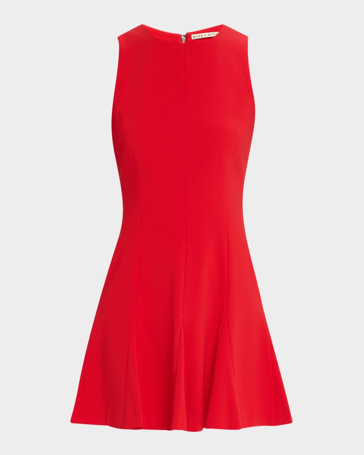 isabelle crewneck sleeveless seamed flare mini dress