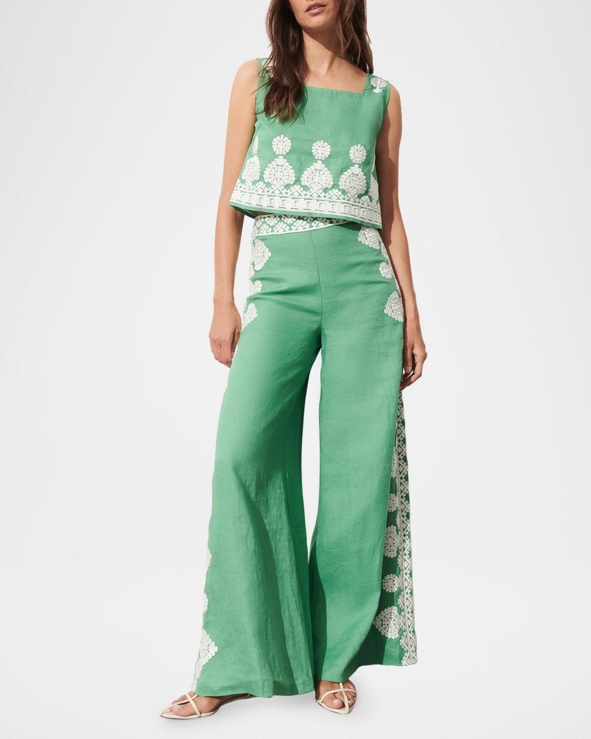 isabelle embroidered linen crop top