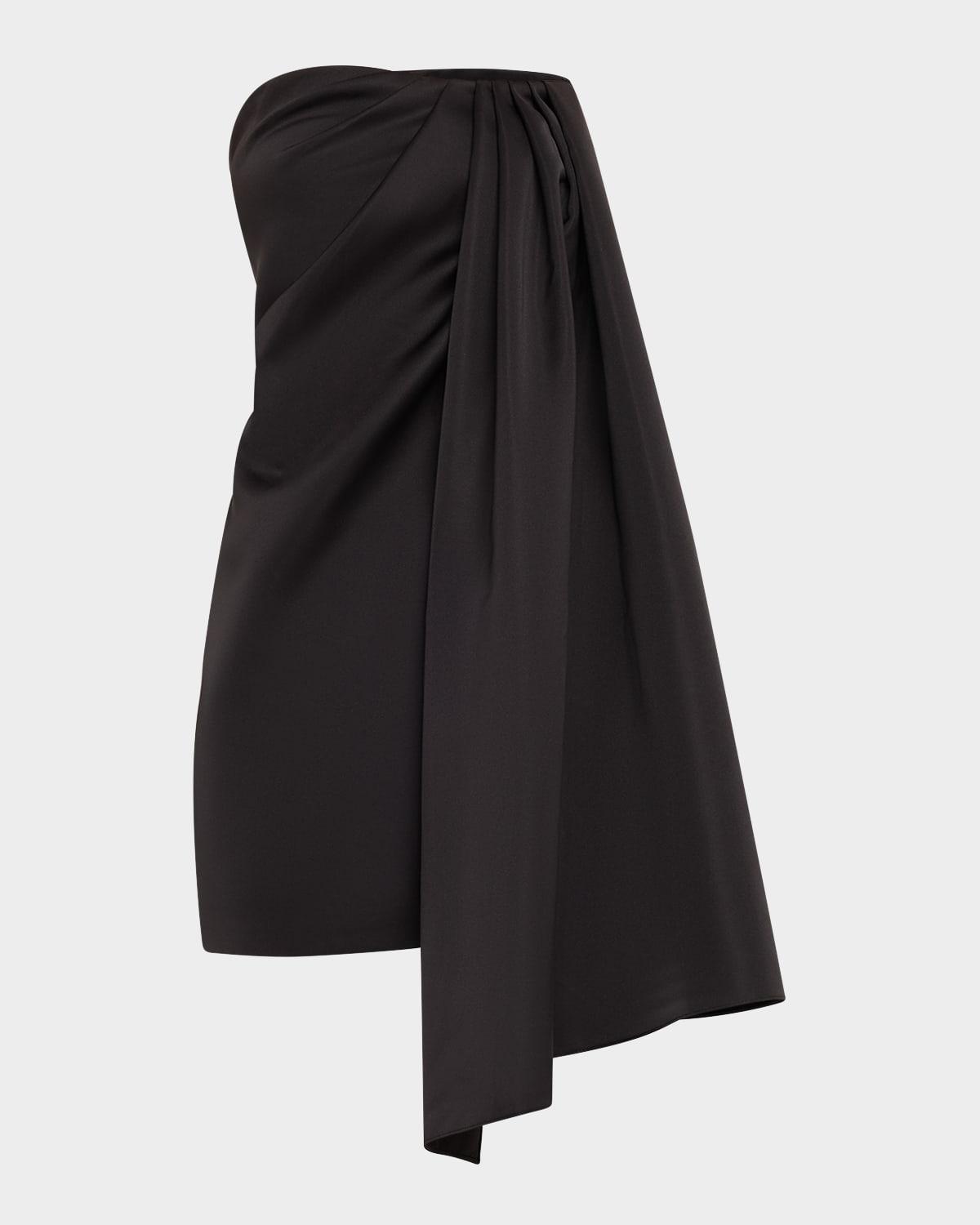 isla draped heavy satin mini dress