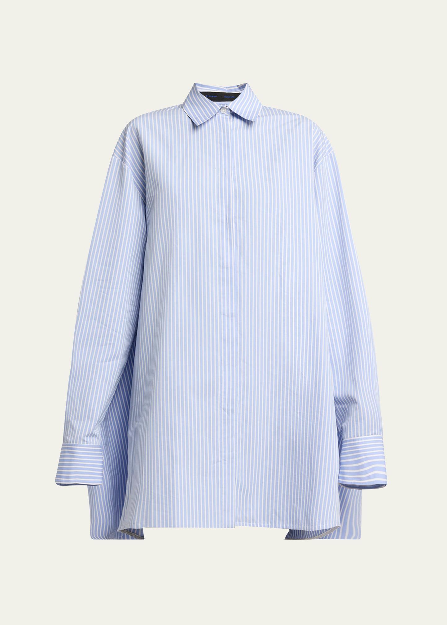 isla striped cotton-silk poplin cape mini shirtdress