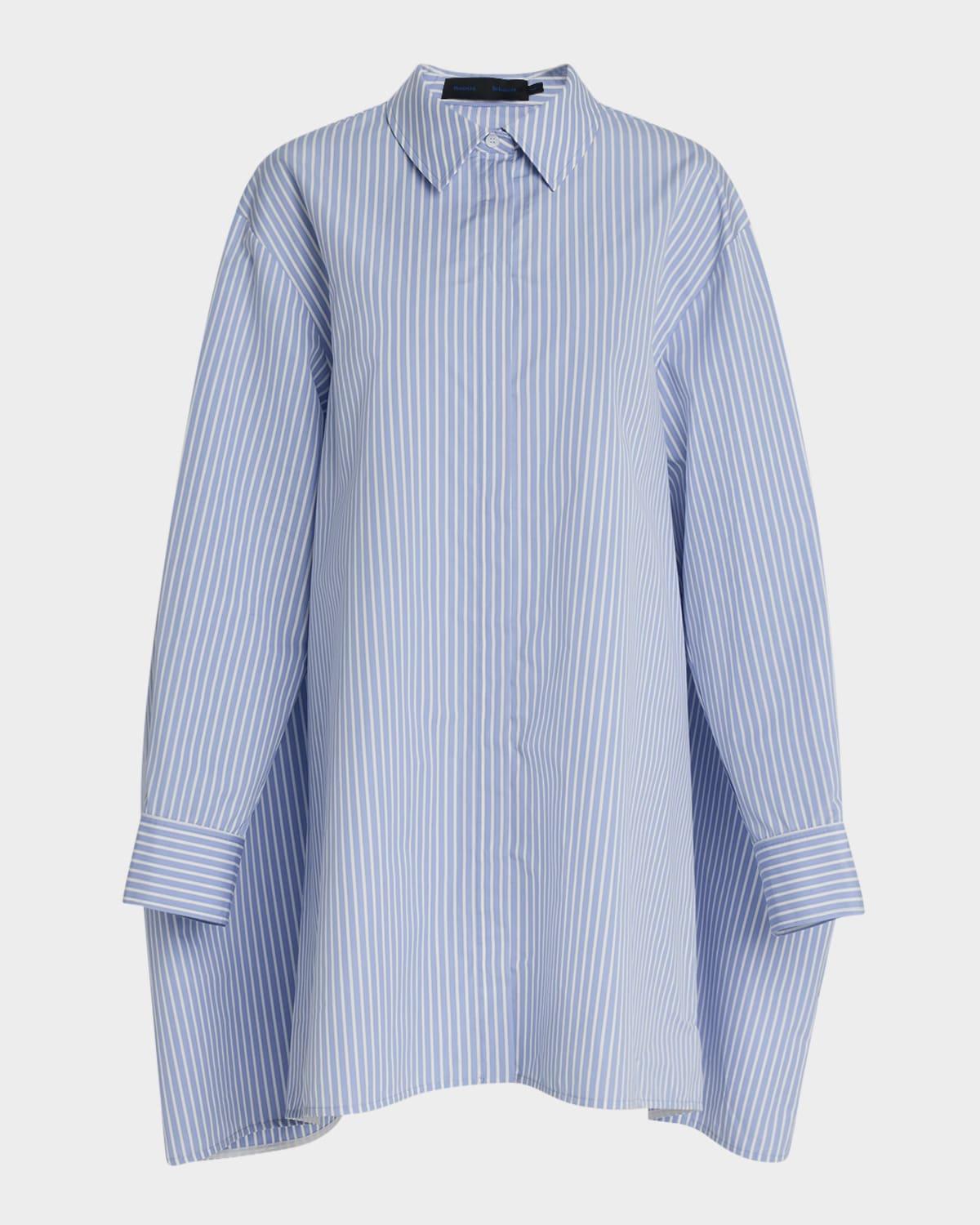 isla striped cotton-silk poplin cape mini shirtdress
