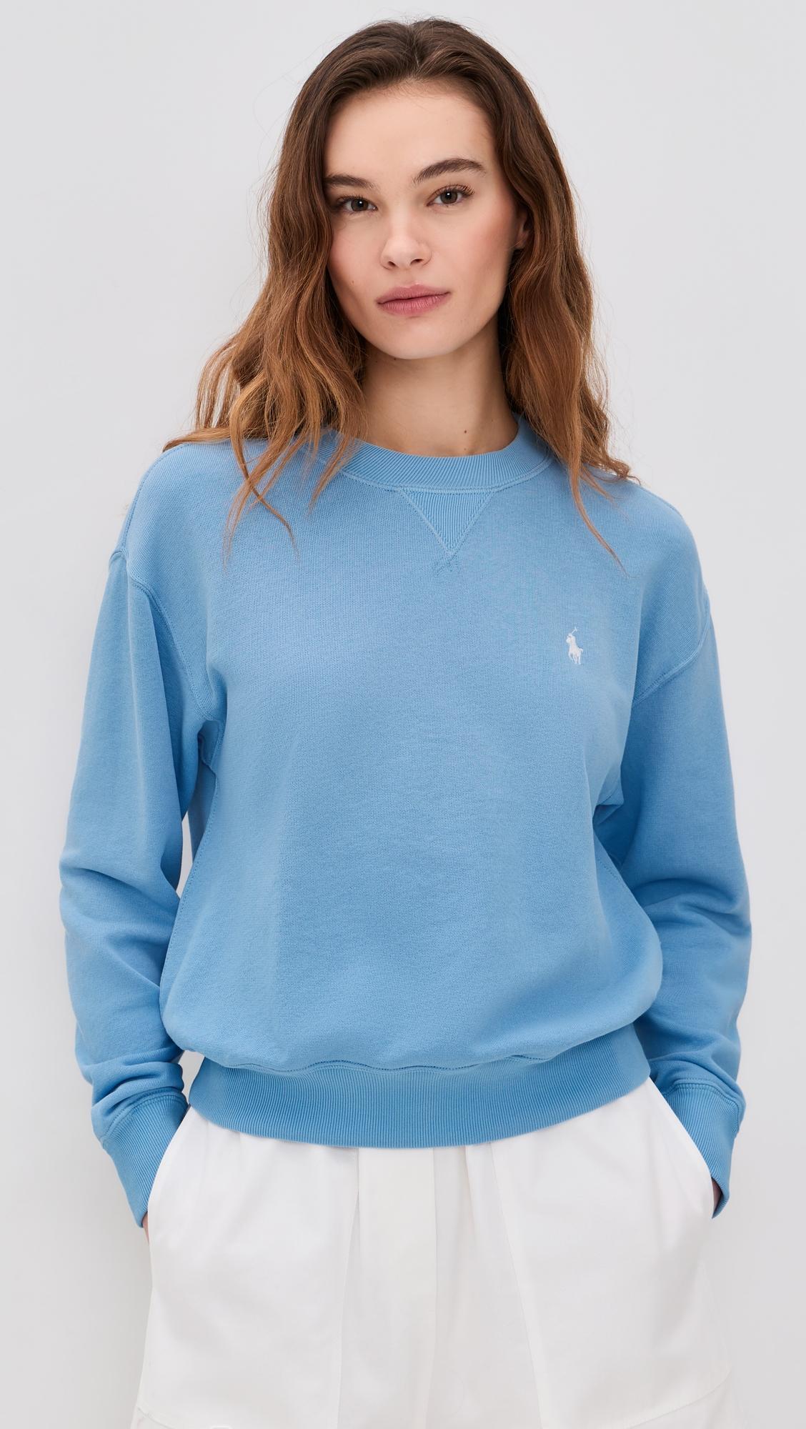 island knit long sleeve crew neck sweatshirt