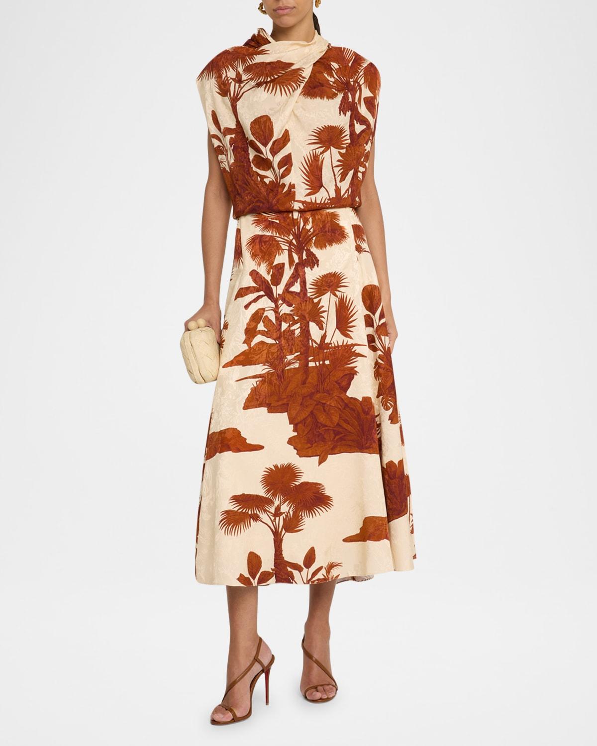 island stories jacquard cowl-neck sleeveless top