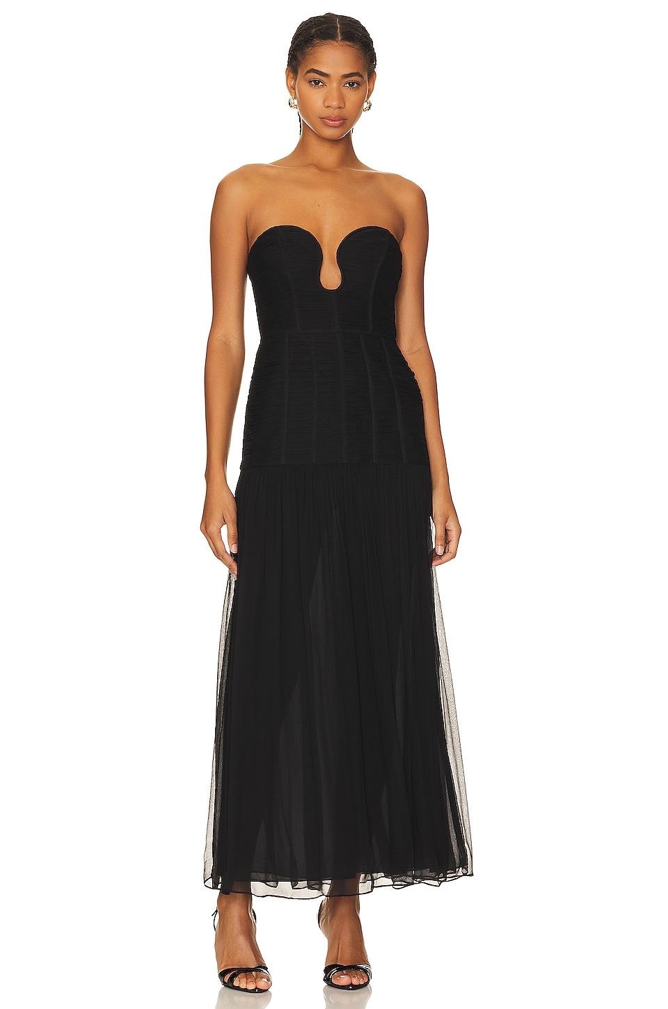 isola strapless midi dress