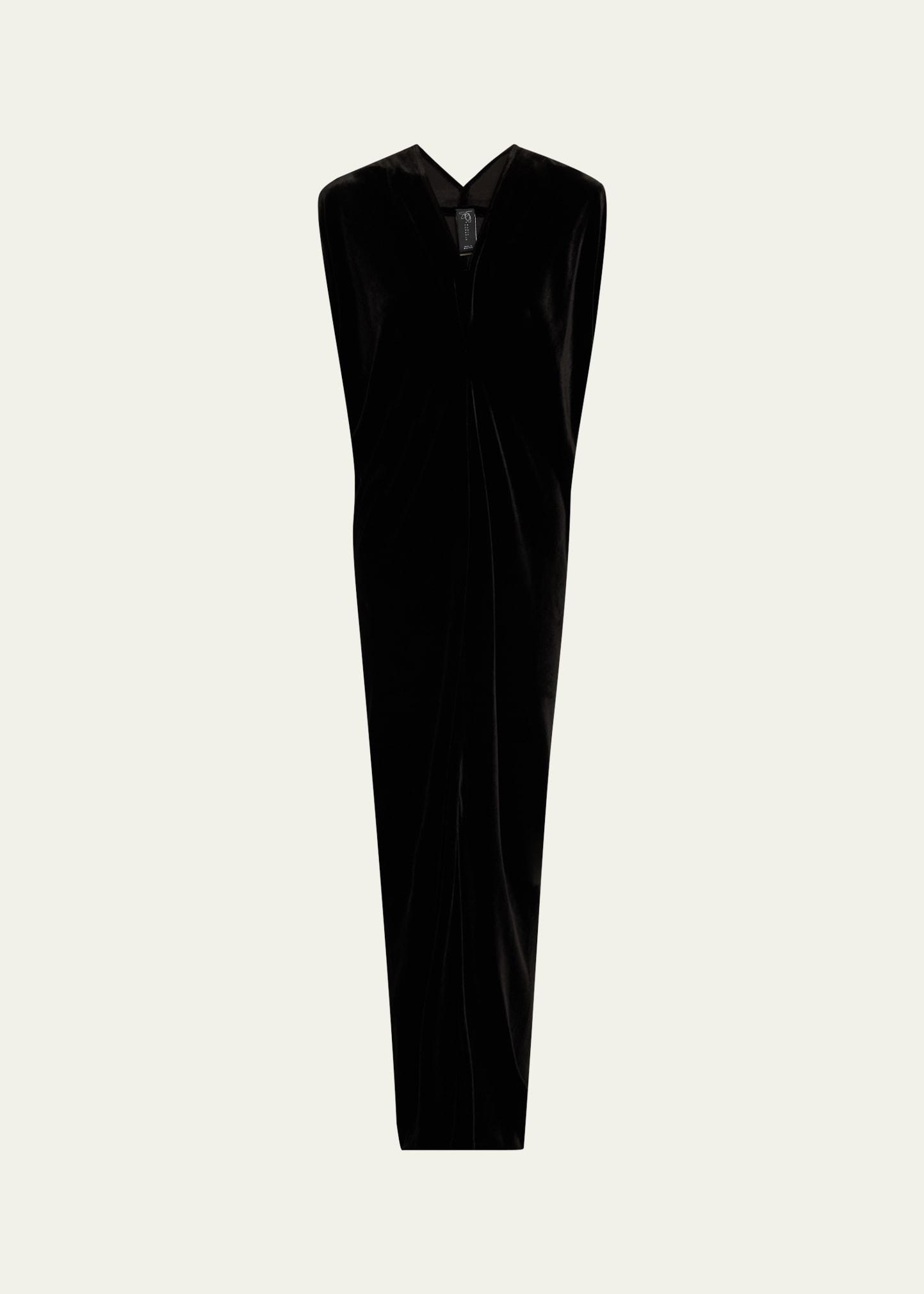 issa long velvet draped dress