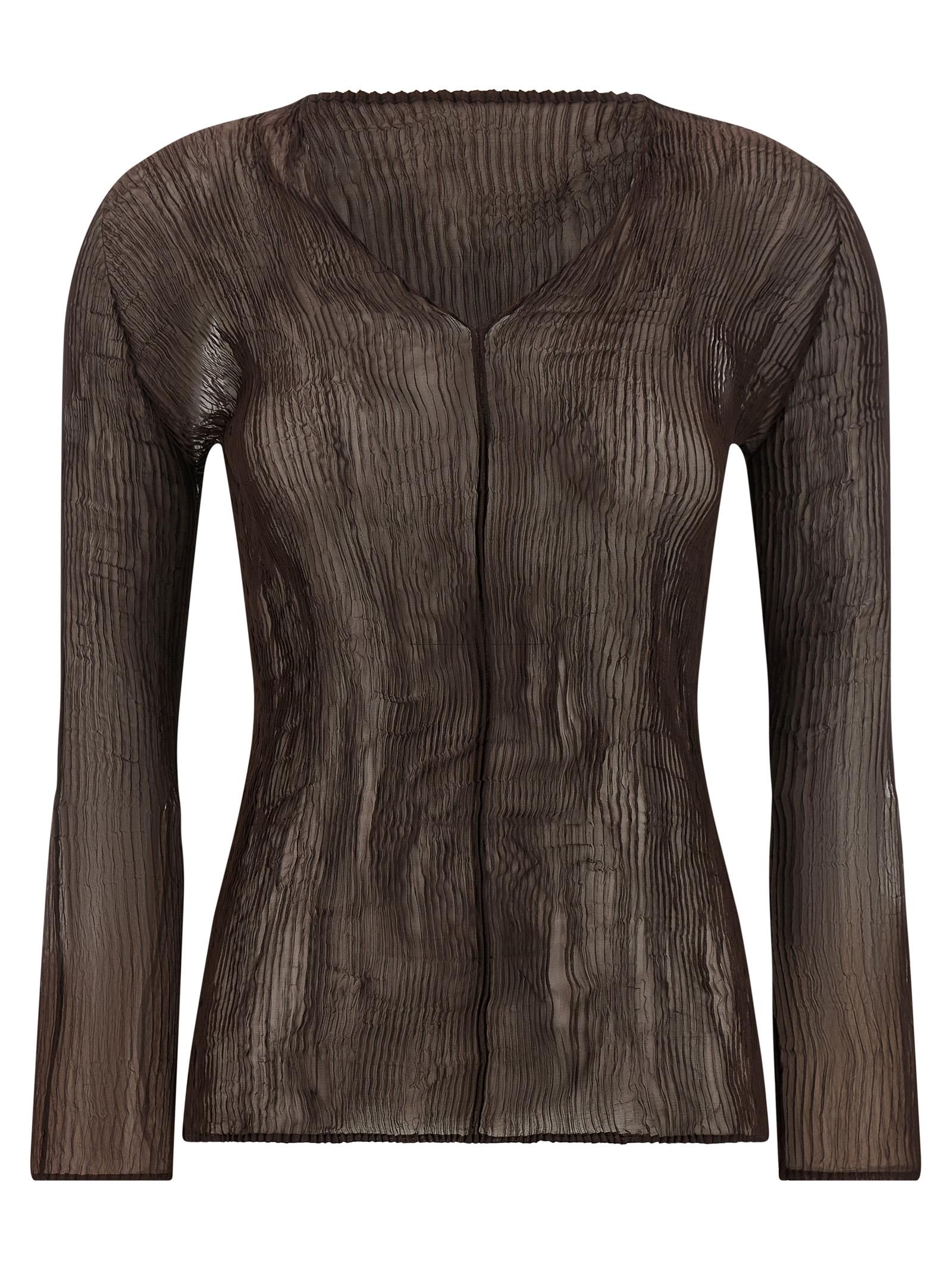 issey miyake chiffon twist 1 top brown polyester tops - women