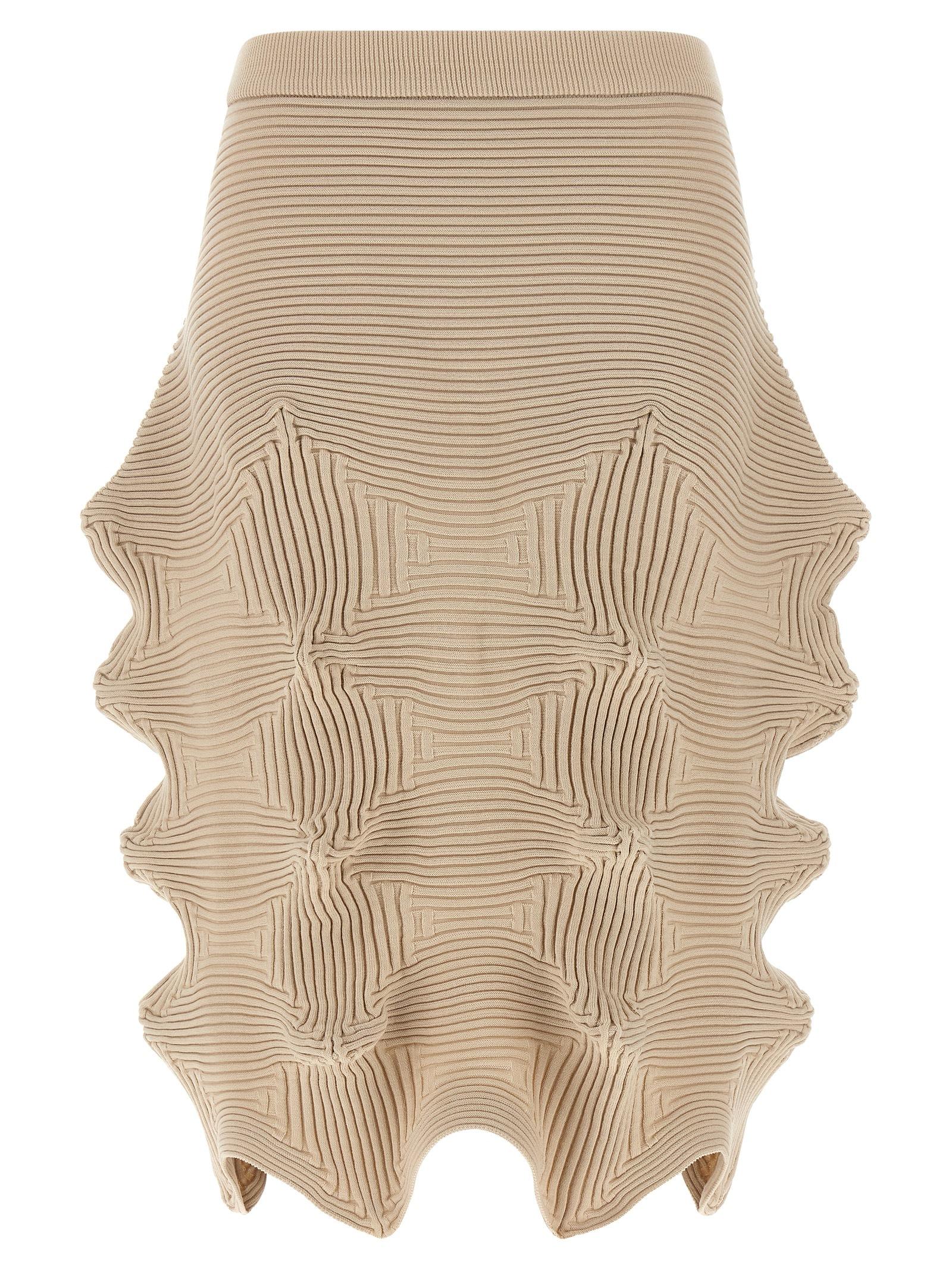 issey miyake lnkage skirt beige polyester - women