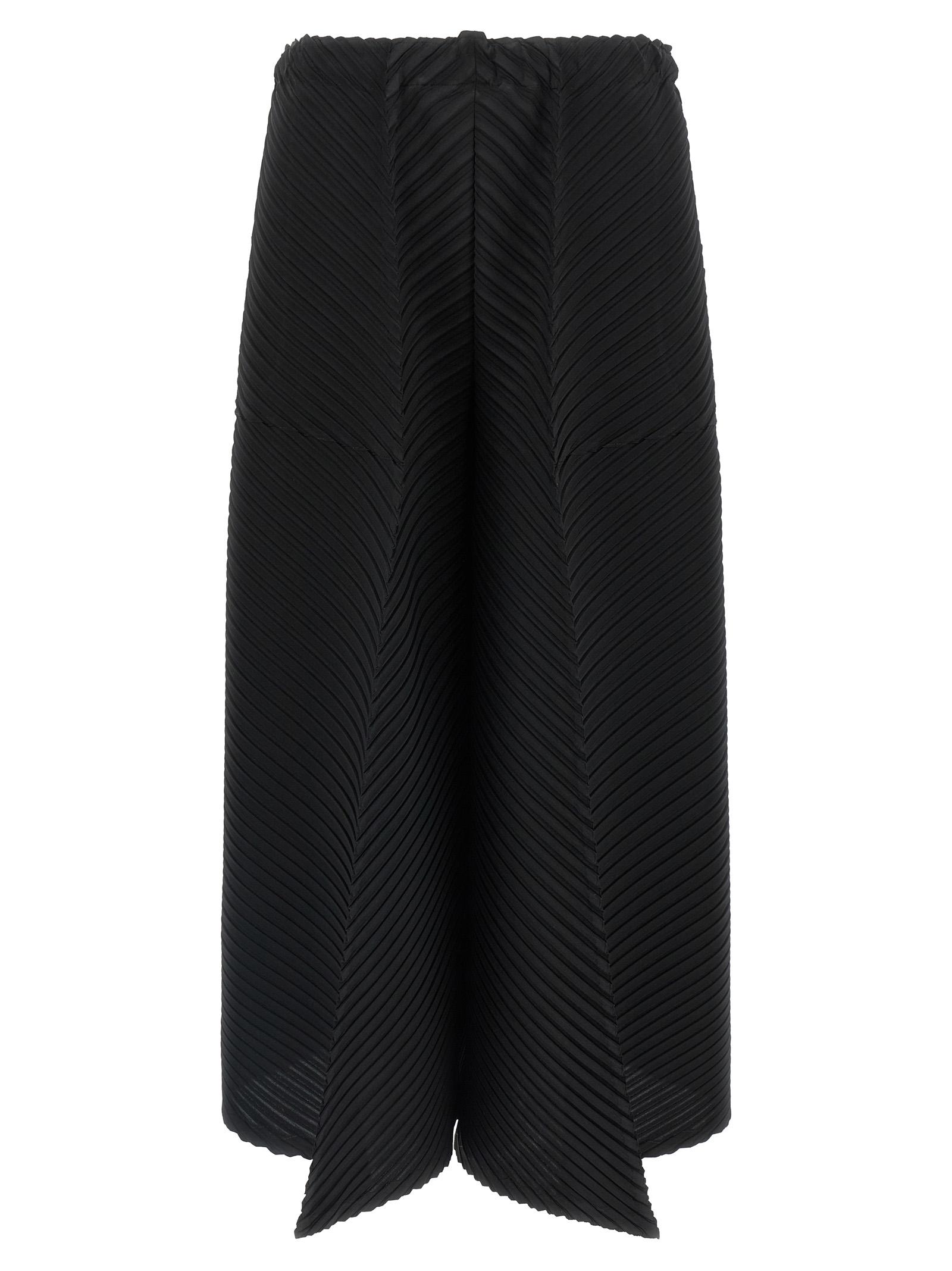 issey miyake plaster pleats solid pants black polyester - women