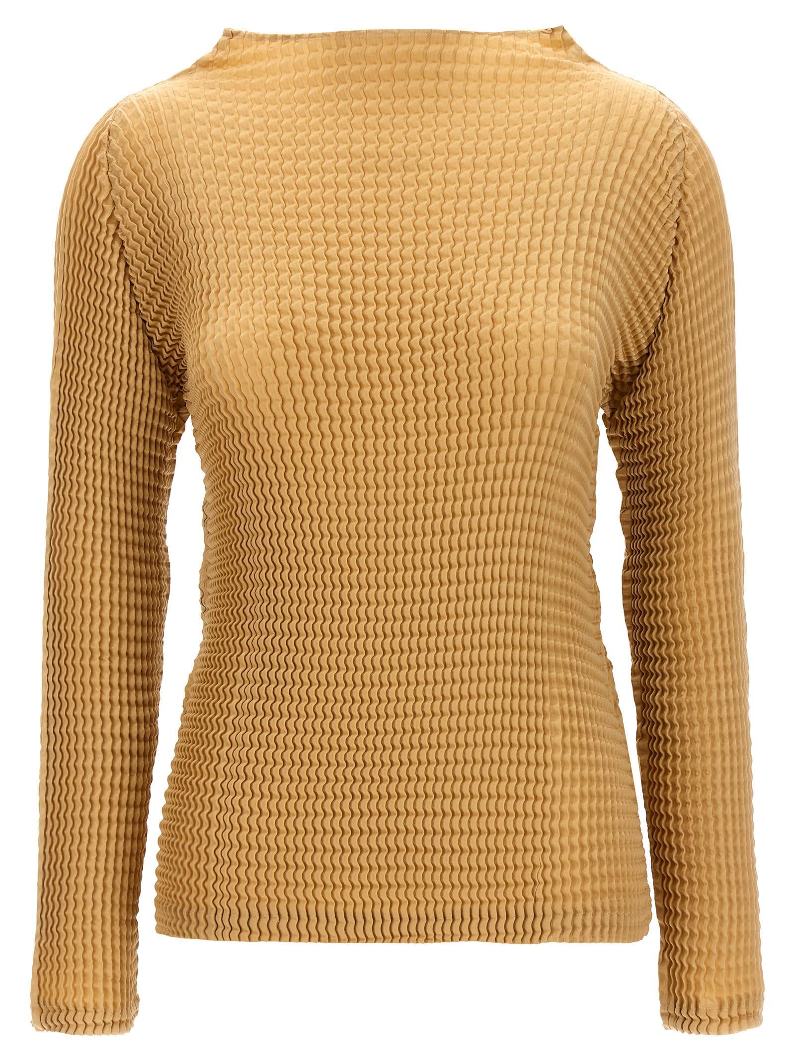 issey miyake suede like pleats blouse