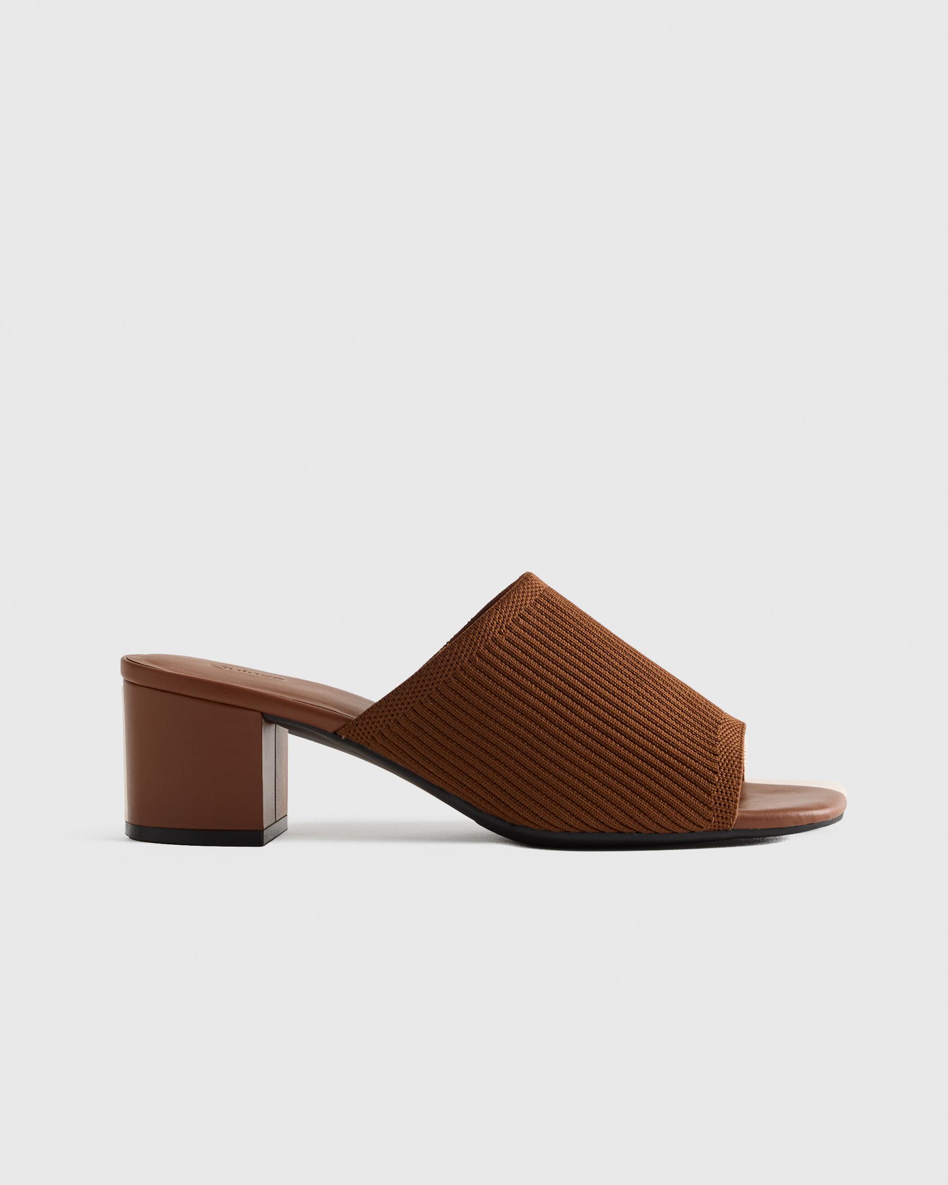 italian leather & eco knit heeled mule