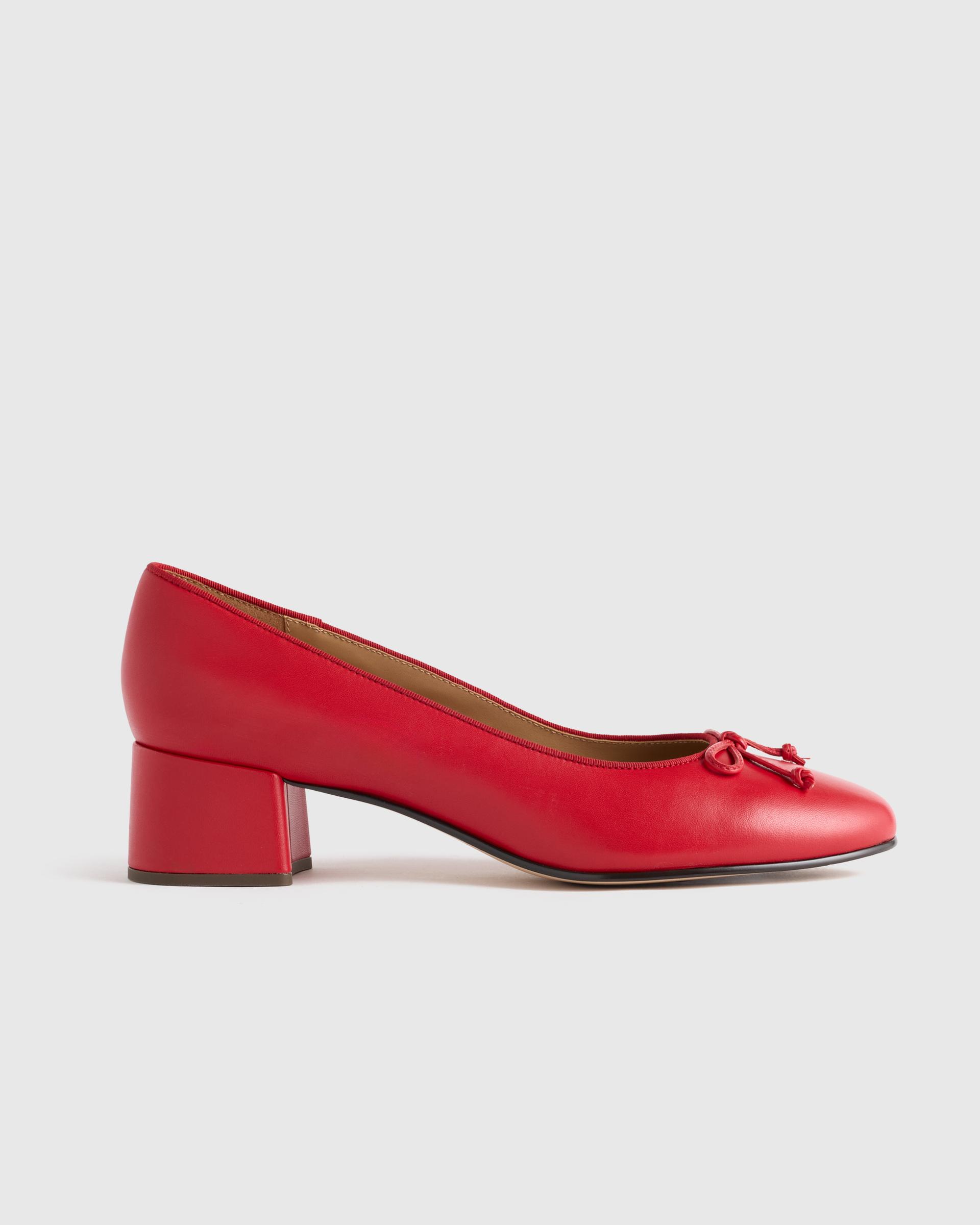 italian leather ballet block heel pump