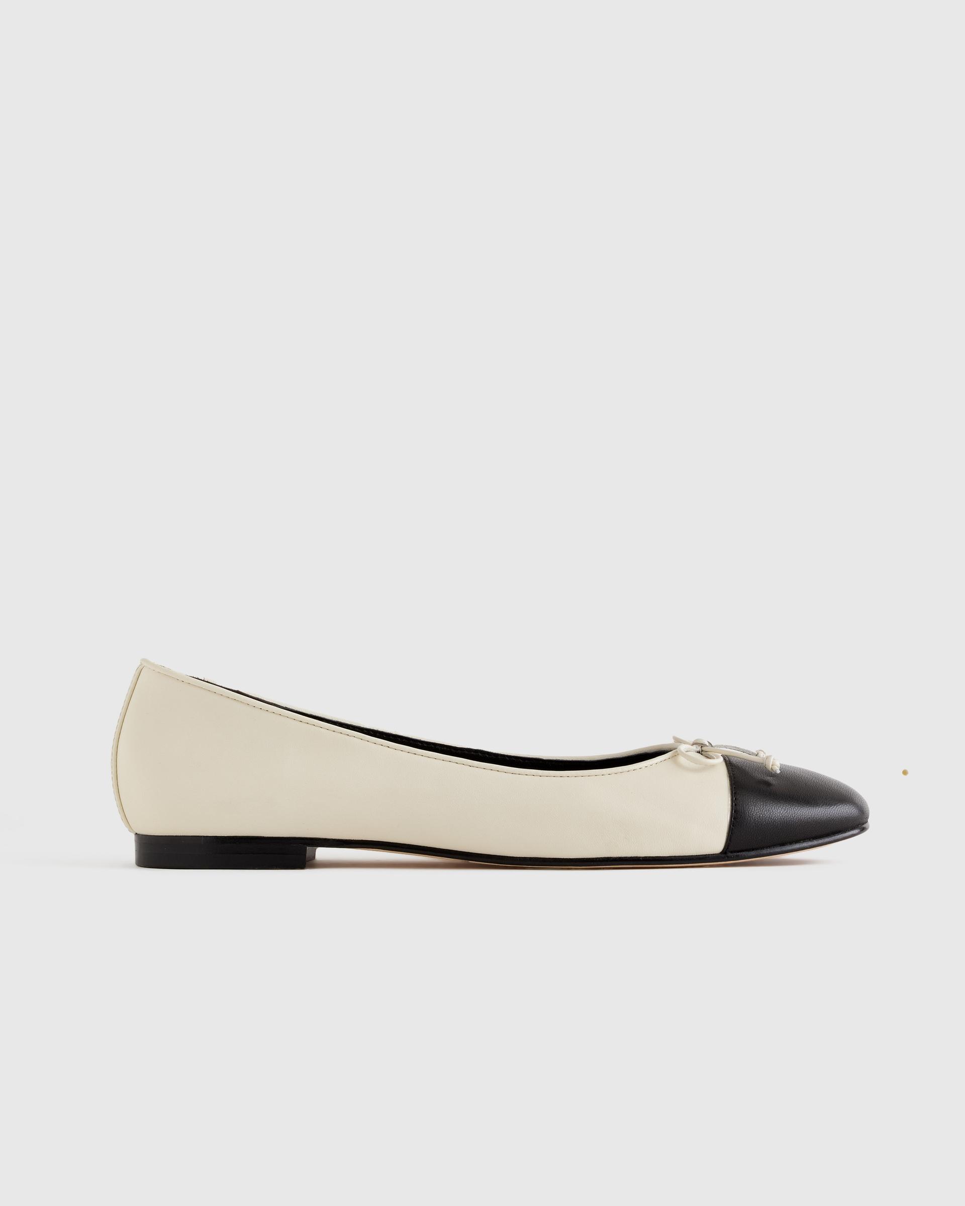 italian leather cap-toe ballet flat